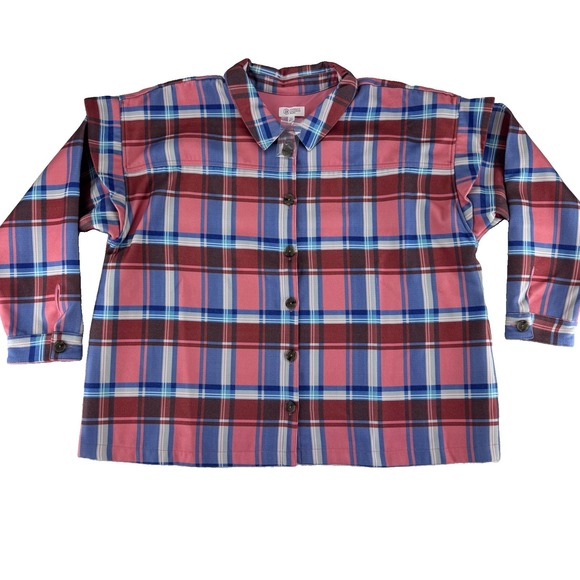 Candace Cameron Bure Tops - Candace Cameron Bure Ruffle Sleeve Shirt Jacket Shacket 2X Blossom Plaid